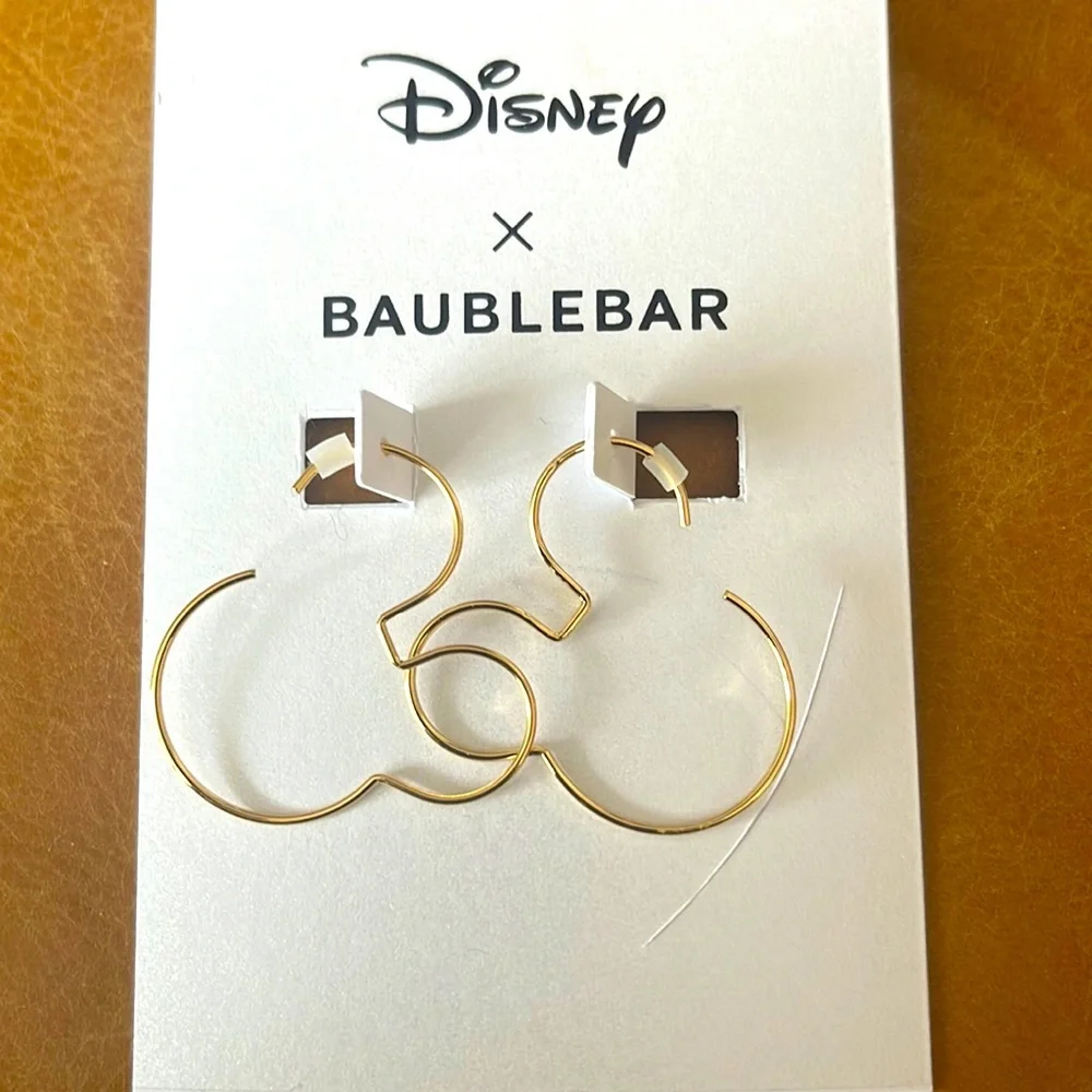 Baublebar Jewelry | Disney Mickey Mouse Shaped Hoop. Gold tone. - Picture 1 of 3